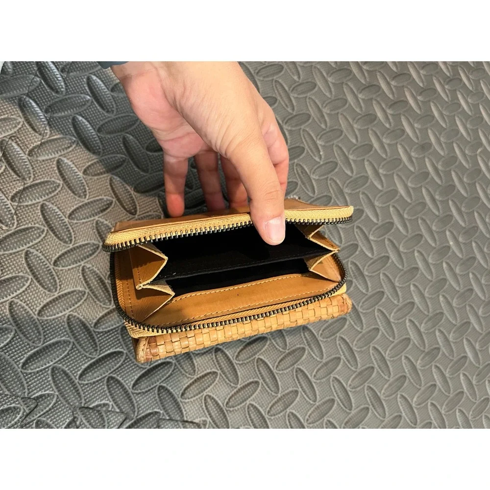 Harbour 2nd Wallet Womens OS Tan Leather Woven Zip Bifold Anchor Logo